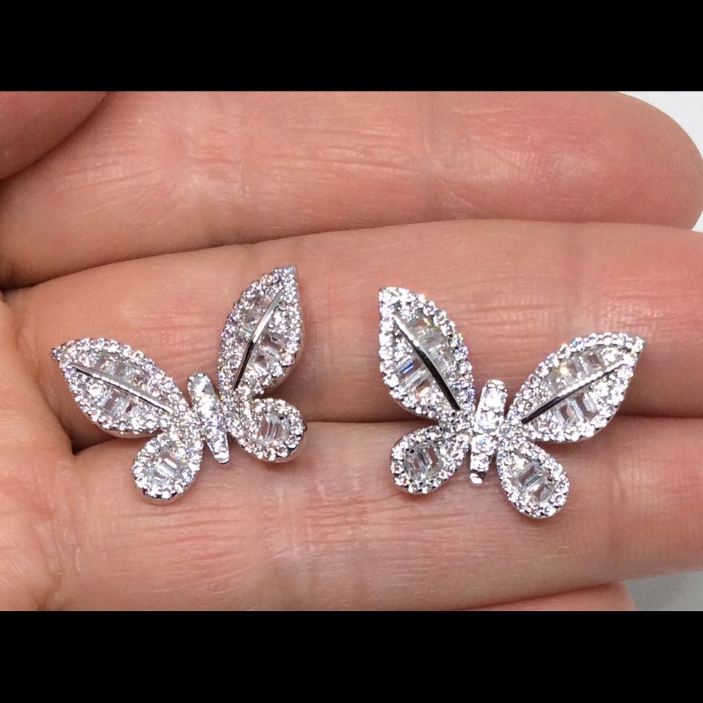 925 Silver Filled & Sapphire Butterfly Earrings